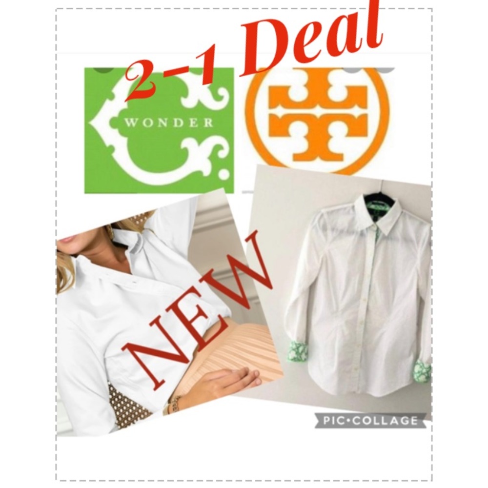 2-1 Deal NEW C.Wonder White/Blue  Oxford  signature fit button down shirt